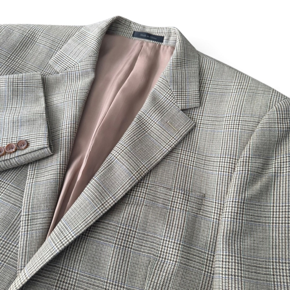 Ralph Lauren Blazer Men 44L Tan Glen Plaid Silk Wool Long Sport Coat Suit Jacket